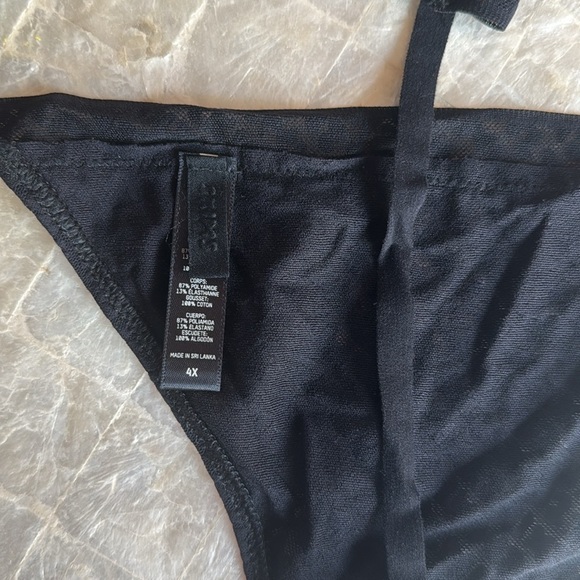 SKIMS Logo Mesh Skimpy Thong Onyx Black NEW Women's Size 4X string panties - Picture 7 of 8